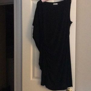 Calvin Klein asymmetrical shoulder black dress